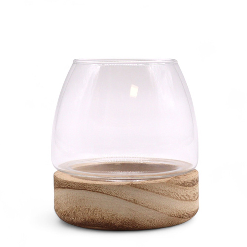 Mini Terrarium on Natural Tung Wood