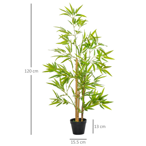 Outsunny Artificial Ficus Tree, with Weighted Plant Pot - Green