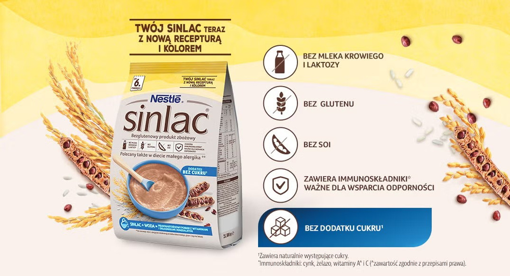 Nestle Sinlac Gluten-free Cereal Product without Added Sugar for Babies after 6 Months of Age 300g