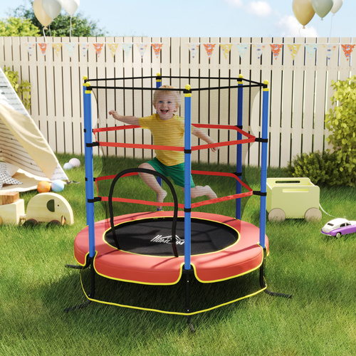 HOMCOM Kids Trampoline, with Safety Net, for Ages 3-10 Years