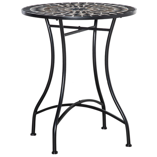 Outsunny Φ60cm Mosaic Outdoor Patio Table - Black