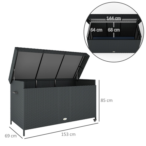 Outsunny 627 L Rattan Storage Box - Black