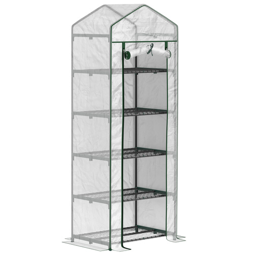 Outsunny 193cm Five Shelf Mini Greenhouse - White