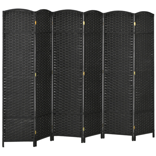 HOMCOM 6 Panel Folding Room Divider, Freestanding Privacy Screen for Living Room, Bedroom and Office, 240 x 170cm, Black