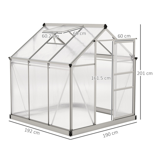 Outsunny 6 x 6ft Polycarbonate Greenhouse - Clear
