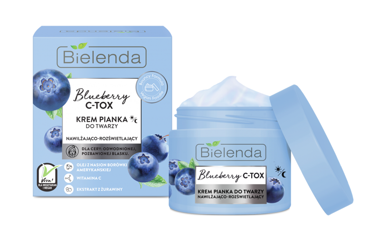 Bielenda Blueberry C Tox Nawilżająca i Rozświetlająca Krem Pianka do Suchej Cery 40g