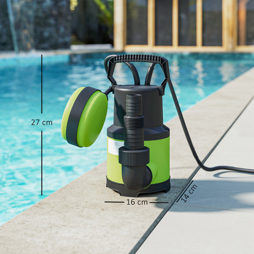 Outsunny 400W Submersible Water Pump for Dirty/Clean Water, 9000L/H Electric Sump Pump with Float Switch, Drain Water from Garden Pond, Hot Tub, Ditches, Portable and Lightweight
