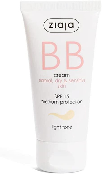 Ziaja BB Aktywny Krem na Nedoskonałości Cera Sucha, Wrażliwa i Normalna SPF15 Odcień Jasny 50ml