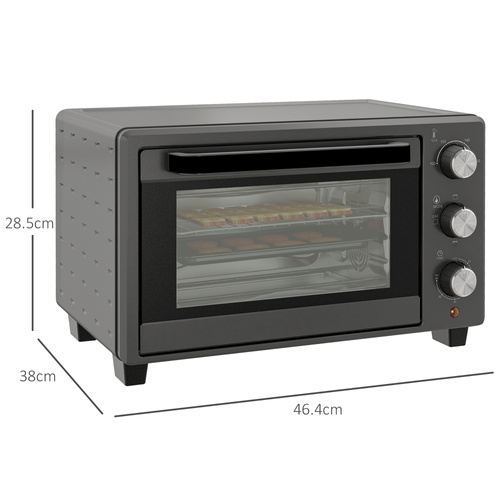 HOMCOM 21L Mini Countertop Oven, 100°C-230°C Adjustable Temp - Grey