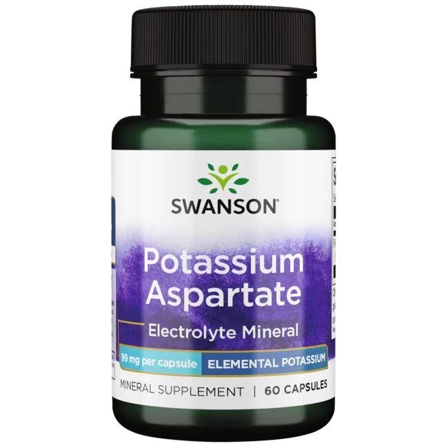 Swanson Potas Asparaginian 99mg dla Równowagi Elektrolitowej 60 Kapsułek