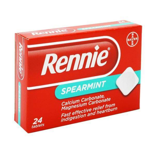 Rennie Spearmint Szybka i Skuteczna Ulga w Niestrawności i Zgadze 24 Tabletki