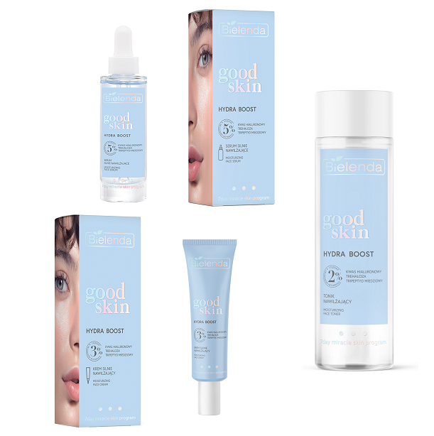 Bielenda Good Skin Hydra Boost Moisturizing Face Set with Hyaluronic Acid Tonic + Serum + Cream