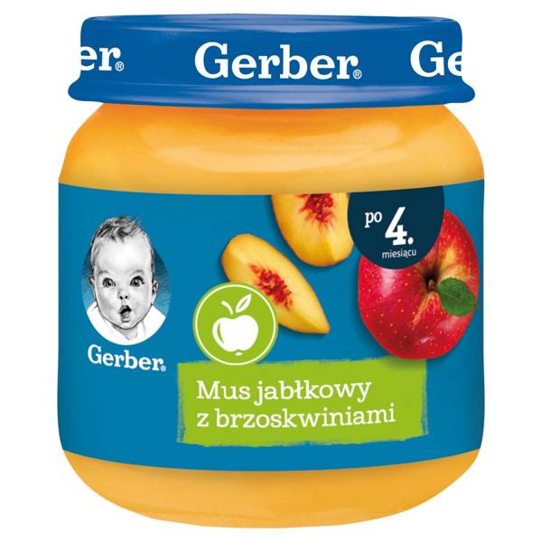 Gerber Mus Jabłkowy z Brzoskwiniami dla Niemowląt po 4 Miesiącu 125g