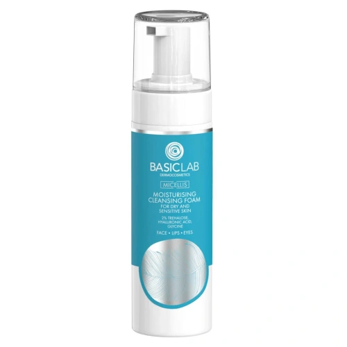 BasicLab Micellis Moisturizing Cleansing Foam 2% Trehalose Hyaluronic Acid Glycine for Dry and Sensitive Skin 150ml