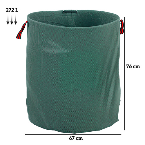 Outsunny Garden Waste Bags, 272L x 3 Heavy Duty Garden Bags, Foldable and Reusable Waste Sacks with Handles for Loading Leaf, Trash, Debris, Green