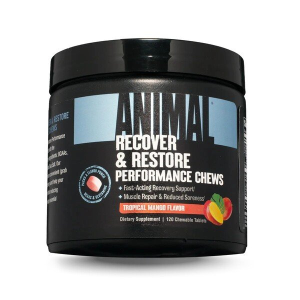 Animal Recover & Restore Performance Chews for Recovery and Muscle Rebuilding Tropical Mango 120 Chewable Tabs