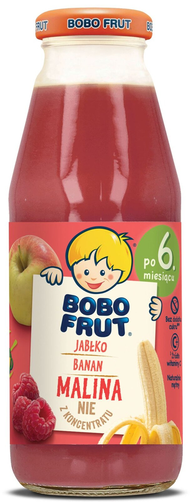 Bobo Frut Nektar Owocowy Jabłko Banan Malina dla Niemowląt po 6 Miesiącu Życia 300ml Best Before 31.12.25