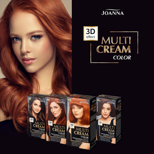 Joanna Multi Cream Trwały Intensywny Kolor Włosów Farba Pielęgnująca 43 Intensywna Ognista Czerwień 60x40x20g
