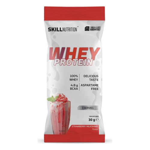 Skill Nutrition Whey Protein Powder, Strawberry Milkshake - 30g (1 serving)