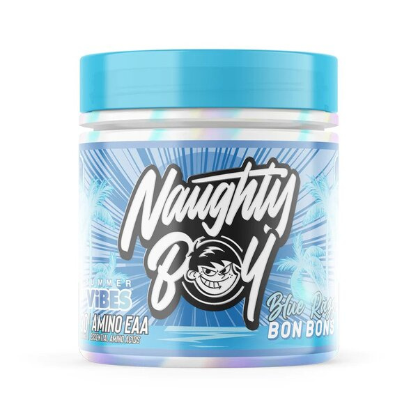 Naughty Boy Summer Vibes Amino EAA Wegańskie Aminokwasy w Proszku na Regenerację Mięśni Blue Razz Bon Bons 345g