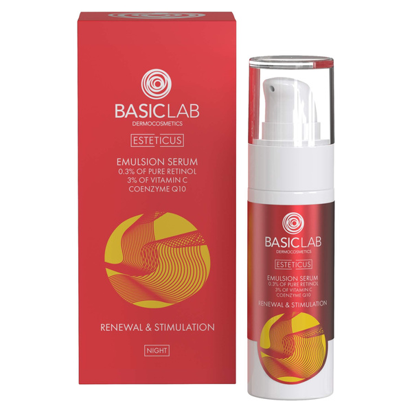 BasicLab Emulsyjne Serum z 0.3% Retinolu i Witaminą C na Noc 30ml
