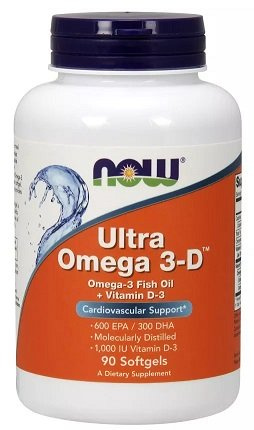 Now Foods Ultra Omega 3-D z Witaminą D-3 Wspomaga Odporność i Pracę Mózgu 90 Kapsułek