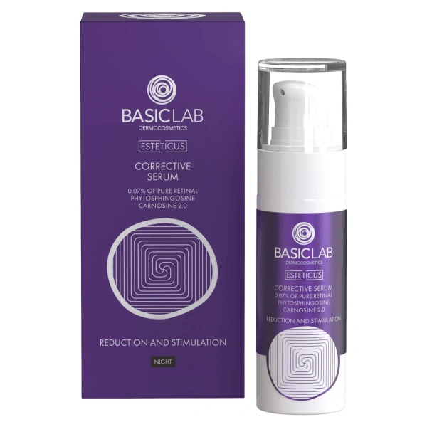 BasicLab Dermocosmetics Korygujące Serum z Retinalem 0,07% Fitosfingozyną i Karnozyną 2.0 Redukcja i Stymulacja dla Skóry Problematycznej 30ml
