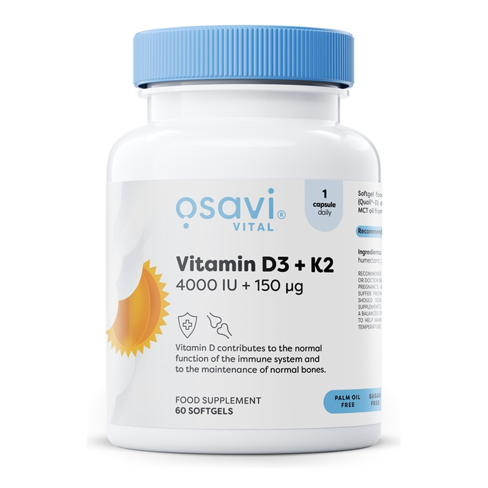 Osavi Witamina D3 + K2 4000 IU + 150 mcg Na Zdrowe Kości i Odporność 60 Kapsułek