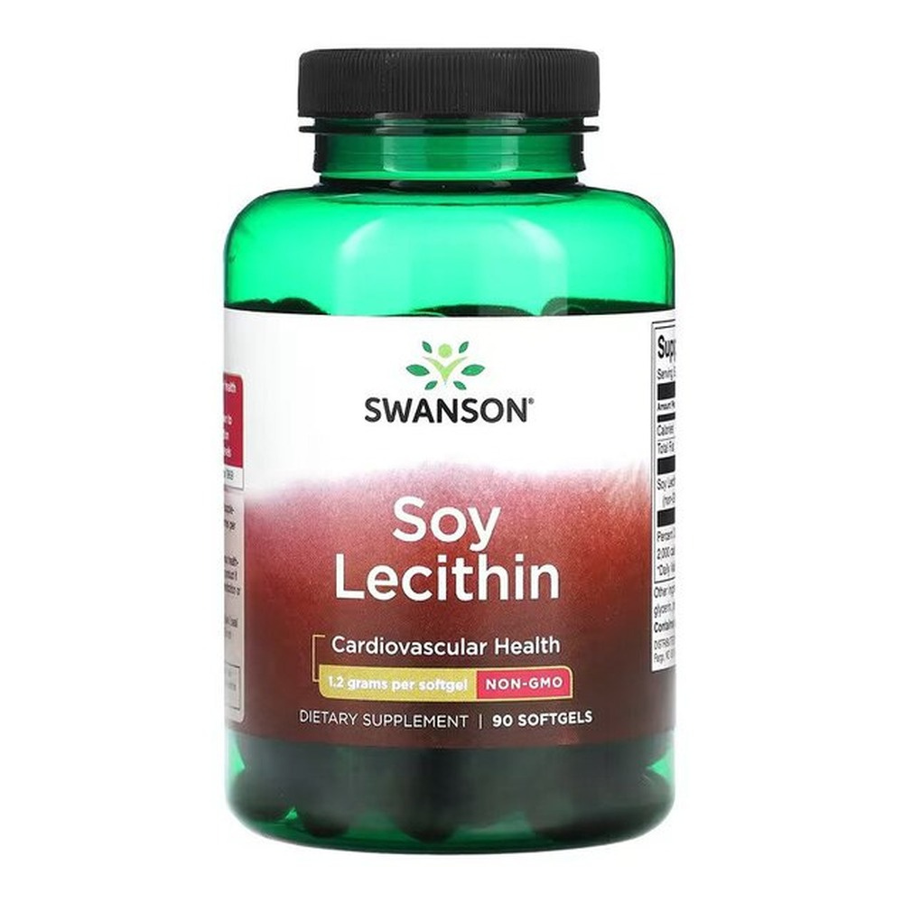 Swanson Lecytyna Sojowa bez GMO 1200mg na Pamięć i Metabolizm Tłuszczów 90 Kapsułek