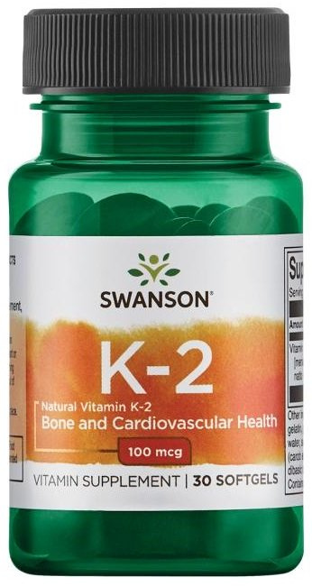Swanson Witamina K-2 MK-7 100mcg na Zdrowe Kości 30 Kapsułek