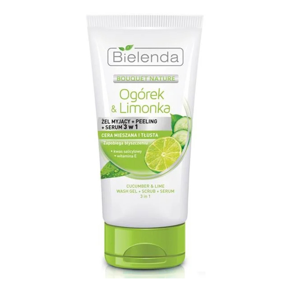Bielenda Ogórek i Limonka Żel Myjący Peeling i Serum 3w1 do Cery Mieszanej i Tłustej 150g