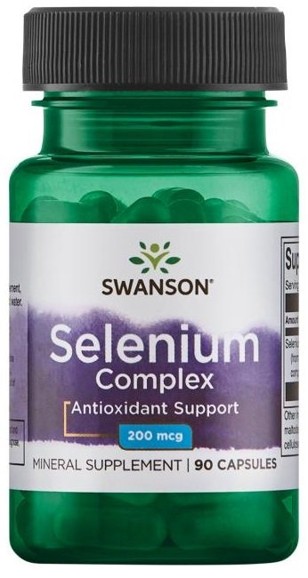 Swanson Selen Complex 200mcg na Prawidłowe Działanie Tarczycy i Odporności 90 Kapsułek