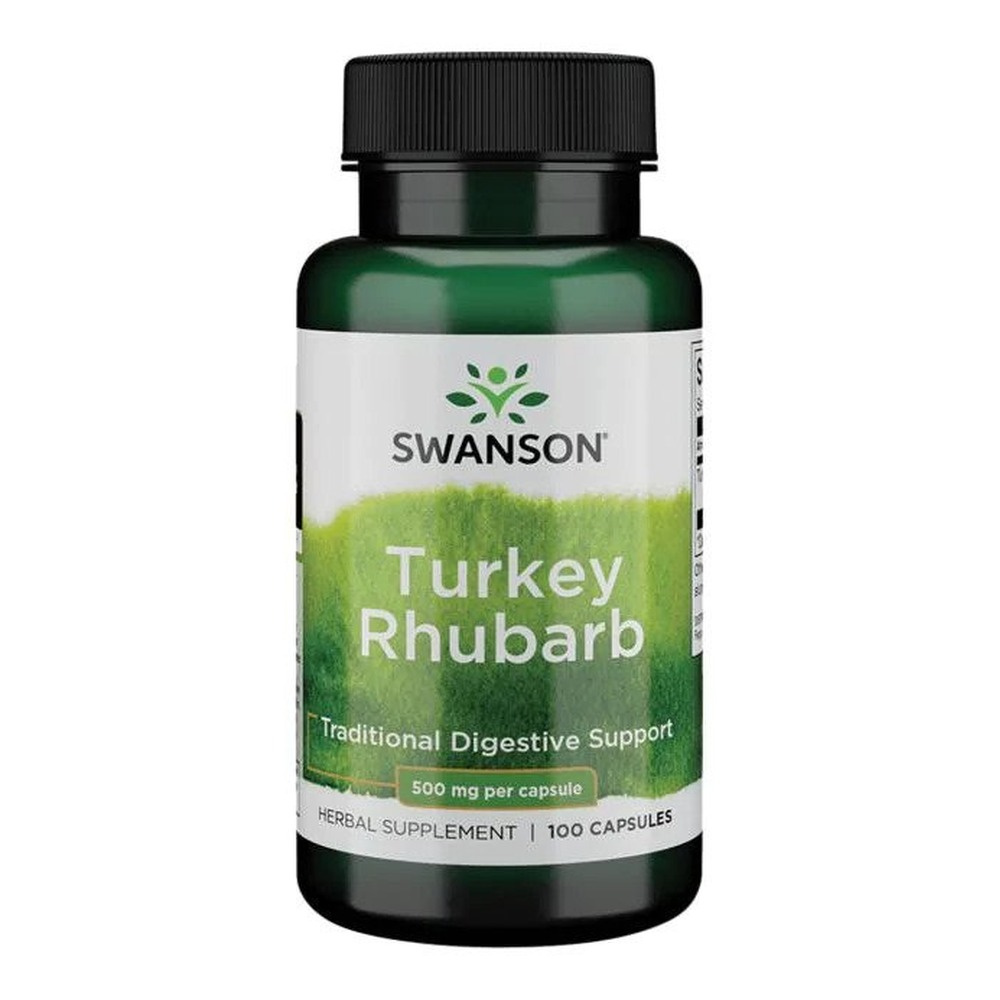 Swanson Rabarbar Dłoniasty 500mg na Trawienie 100 Kapsułek