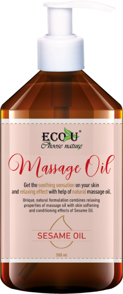 Eco U Nawilżający Naturalny Olejek do Masażu z Olejem Sezamowym  500ml Best Before 18.11.26