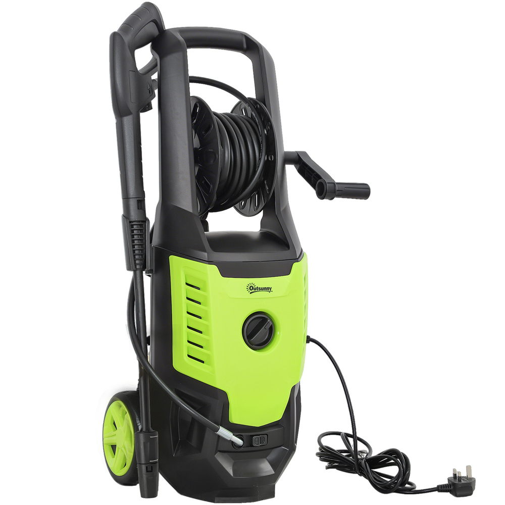 Outsunny 2200W High Pressure Washer, 170 Bar Pressure, 420 L/h Flow, Portable Electric Power Washer Jet Wash Cleaner with Adjustable Nozzle 6M Hose and Hose Reel for Home Patio Car Driveway