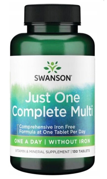 Swanson Just One Complete Multi bez Żelaza na Wsparcie Zdrowia 130 Tabletek