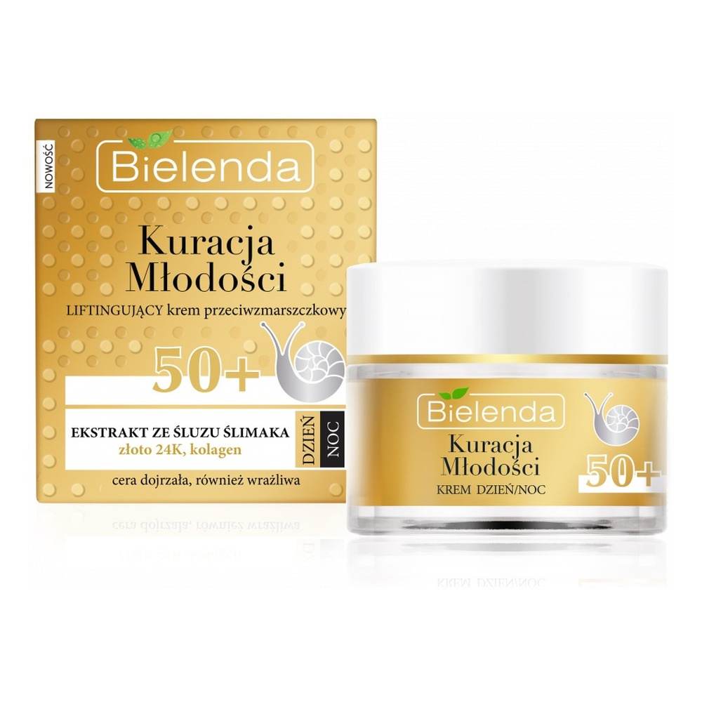 Bielenda Kuracja Młodości Liftingujący Krem Przeciwzmarszczkowy z Śluzem Ślimaka i Złotem 24K 50+ 50ml