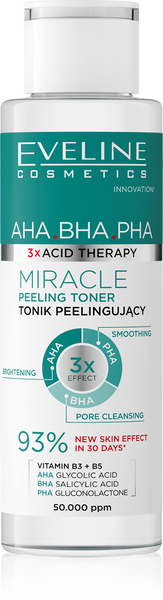 Eveline 3 X Acid Therapy Tonik Peelingujący AHA BHA PHA 110ml
