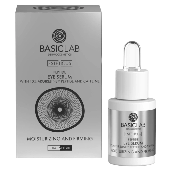 BasicLab Dermocosmetics Serum Peptydowe pod Oczy z Argireliną 10% Nawilżenie i Ujędrnienie na Dzień i na Noc 15ml