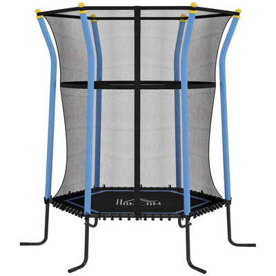 HOMCOM Kids Trampoline Mini Bouncer with Enclosure Safety Net For Ages 3-10 Years - Blue