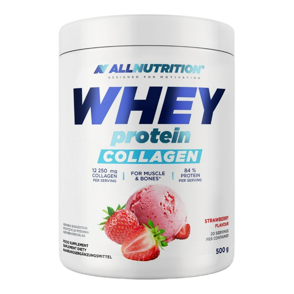 Allnutrition Whey Protein Collagen, Strawberry - 500g
