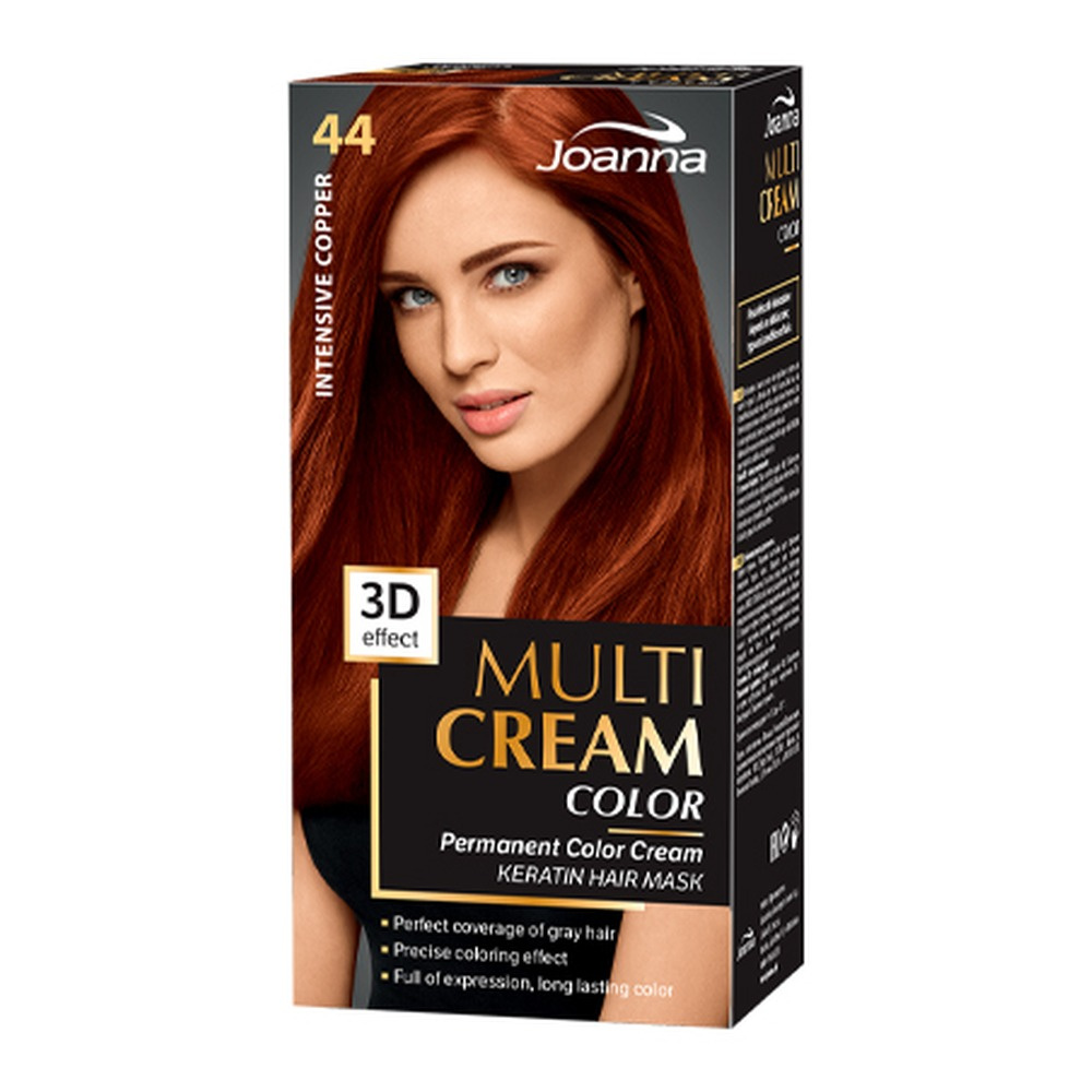 Joanna Multi Cream Trwały Intensywny Kolor Włosów Farba Pielęgnująca 44 Intensywna Miedź 60x40x20g