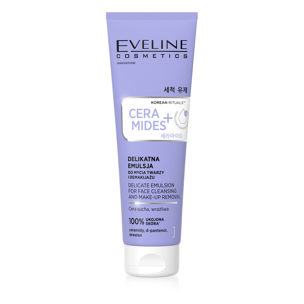 Eveline Cosmetics Korean Rituals Ceramides+ Delikatna Emulsja Do Oczyszczania Twarzy I Demakijażu 140ml