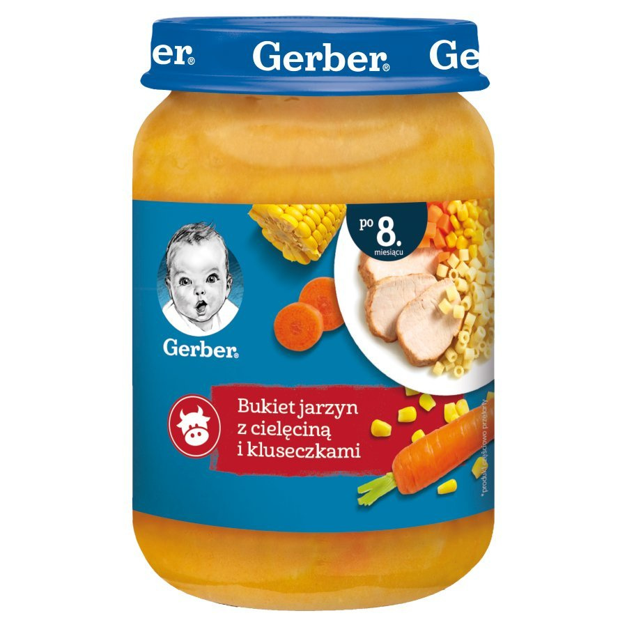 Gerber Danie Bukiet Jarzyn z Cielęciną i Kluseczkami dla Niemowląt po 8 Miesiącu 190g