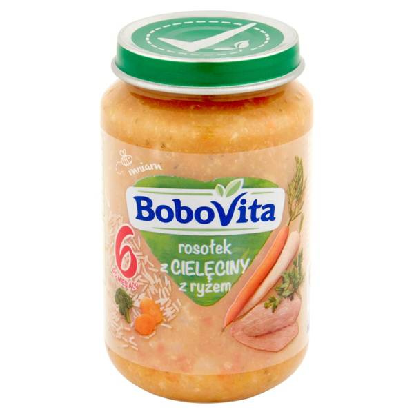BoboVita Danie Rosołek z Cielęciny z Ryżem dla Niemowląt po 6 Miesiącu 190g