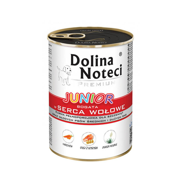 Dolina Noteci Premium Junior Mokra Karma dla Szczeniąt z Sercami Wołowymi 400g