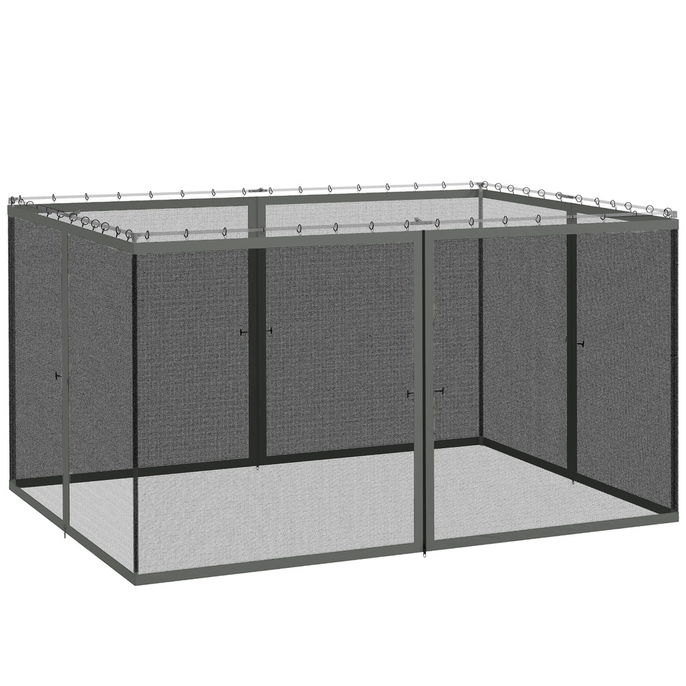 Outsunny 352 x 207cm Universal Replacement Mesh Sidewall Netting for Patio Gazebos and Canopy Tents, (Sidewall Only) Dark Grey