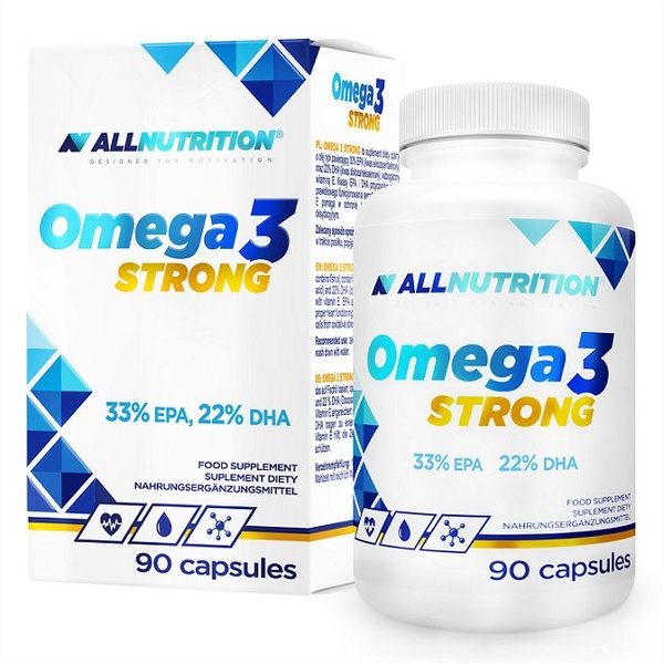 AllNutrition Omega 3 Strong 90 Kapsułek Suplement z EPA, DHA i Witaminą E