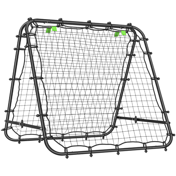 HOMCOM Double Sided Football Rebounder Net, Football Rebound Goal with Five Adjustable Angles, Black