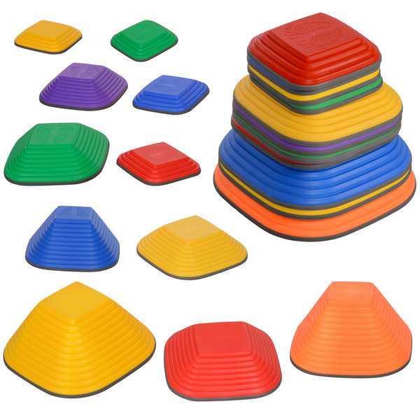 AIYAPLAY Balance Stepping Stones for Kids, 11-Piece Non-Slip Stackable River Stones, Obstacle Courses for Balance and Motor Skill